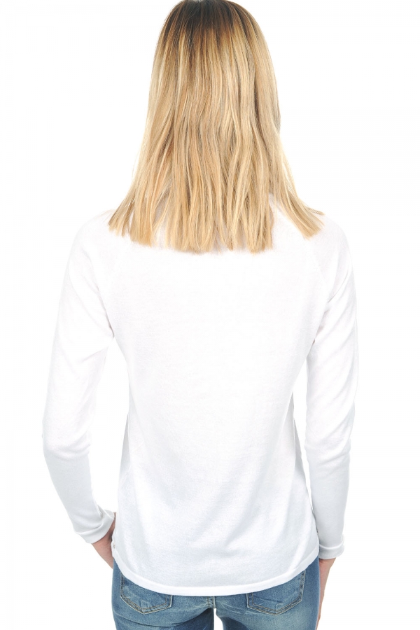 Coton Giza 45 pull femme col rond ireland blanc s